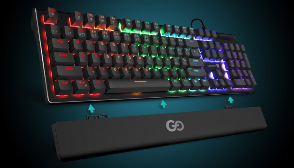 Connect IT CKB-7050-CS mech. klávesnice odnímatelná opěrka